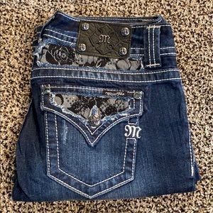 New Miss Me Black Lace Bootcut Jean Size 28